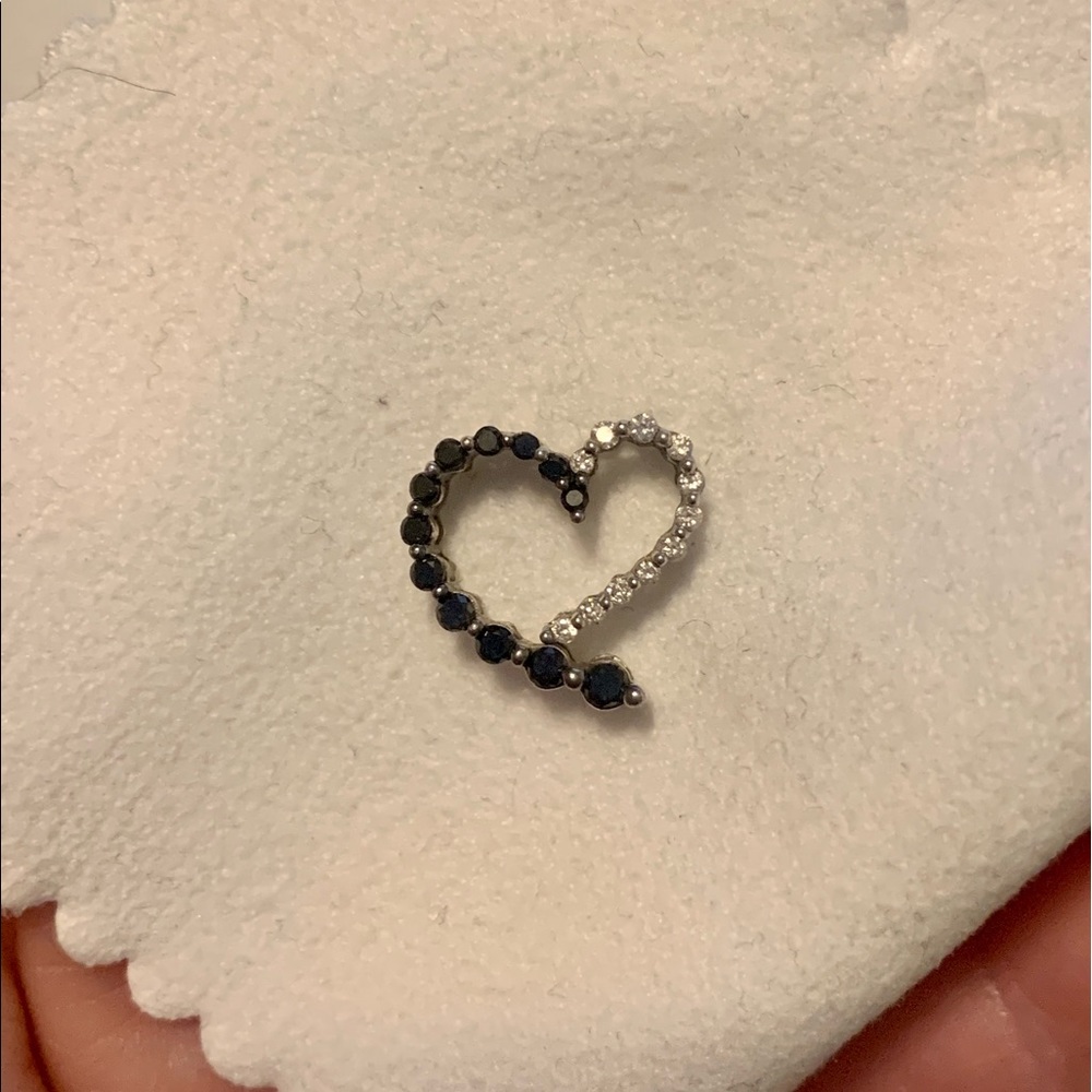 Black and white diamond heart necklace pendant